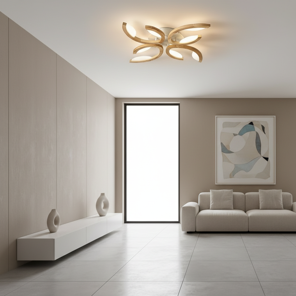 3-Light Floral Geometric White Acrylic LED Flush Mount Ceiling Light