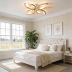 3-Light Floral Geometric White Acrylic LED Flush Mount Ceiling Light