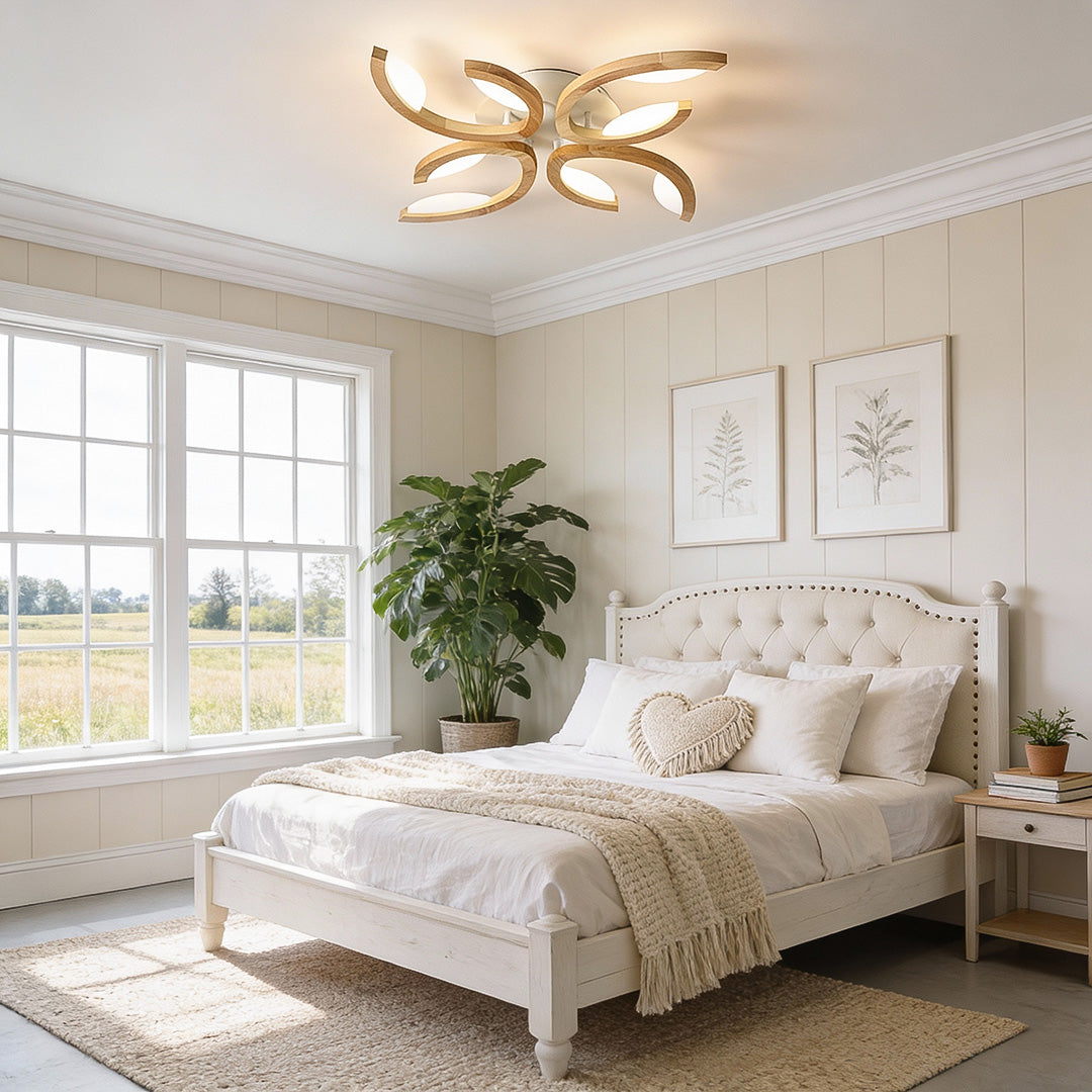 3-Light Floral Geometric White Acrylic LED Flush Mount Ceiling Light