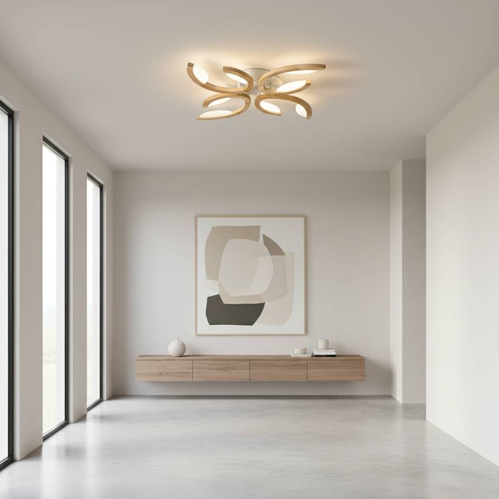 3-Light Floral Geometric White Acrylic LED Flush Mount Ceiling Light