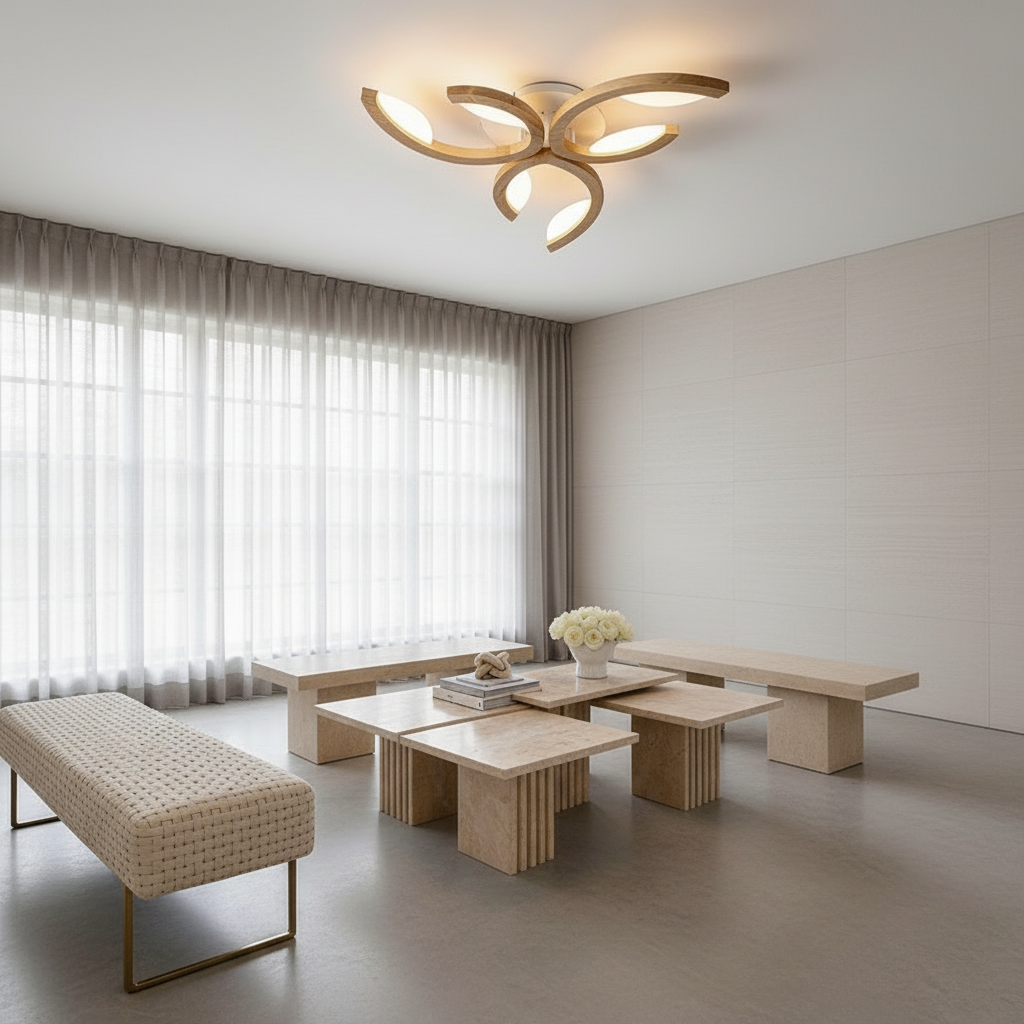 3-Light Floral Geometric White Acrylic LED Flush Mount Ceiling Light