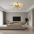 3-Light Floral Geometric White Acrylic LED Flush Mount Ceiling Light