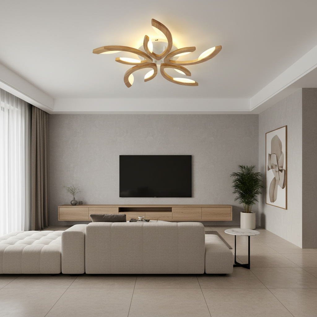 3-Light Floral Geometric White Acrylic LED Flush Mount Ceiling Light