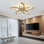 3-Light Floral Geometric White Acrylic LED Flush Mount Ceiling Light