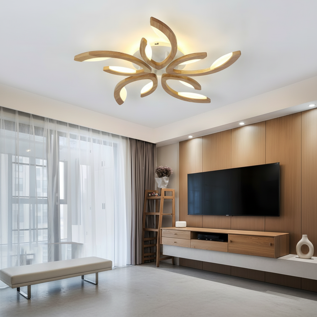 3-Light Floral Geometric White Acrylic LED Flush Mount Ceiling Light