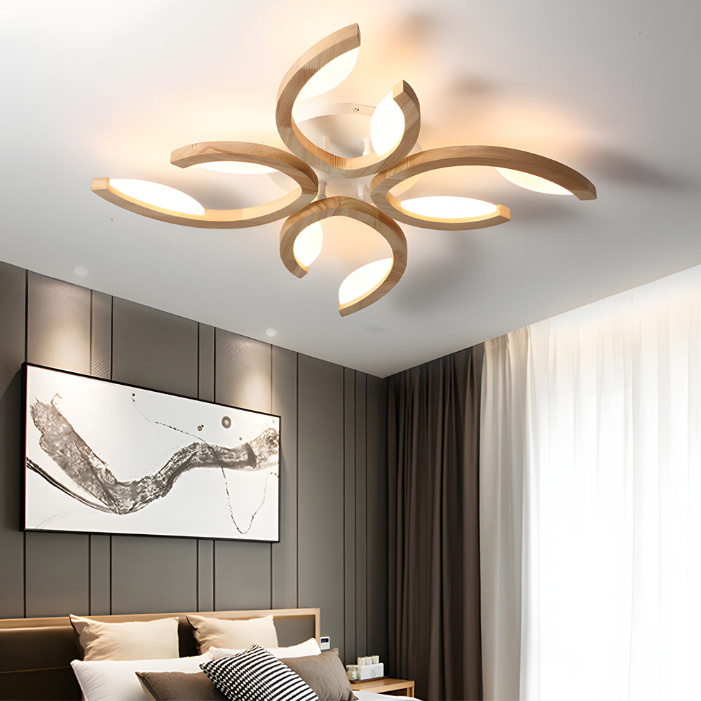 3-Light Floral Geometric White Acrylic LED Flush Mount Ceiling Light