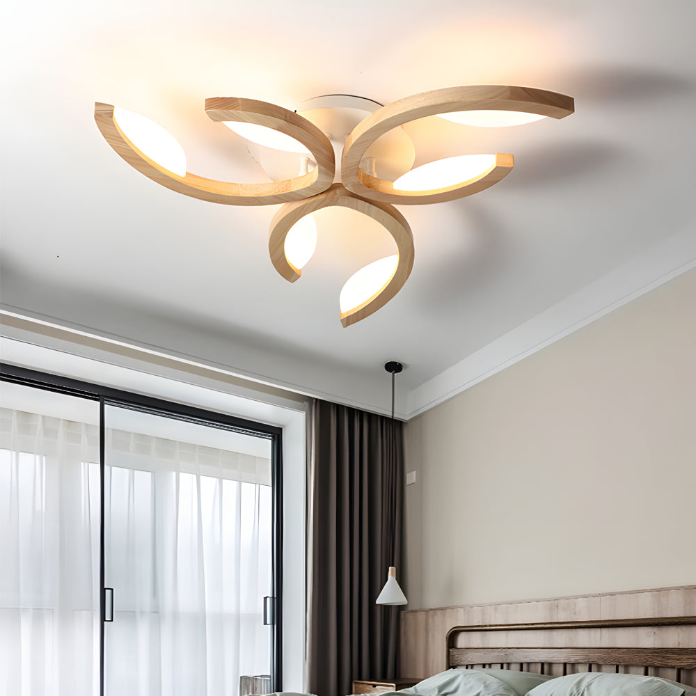 3-Light Floral Geometric White Acrylic LED Flush Mount Ceiling Light