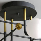 4-Light Black Gold Blown Glass Geometric Sputnik Semi-Flush Mount Light