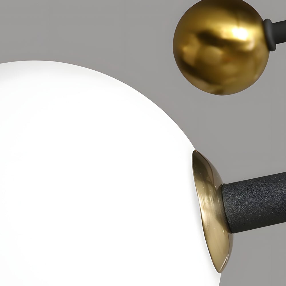 4-Light Black Gold Blown Glass Geometric Sputnik Semi-Flush Mount Light