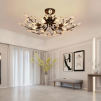 6-Head American Style Crystal Warm White 3000K Dual Mode Flush Mount