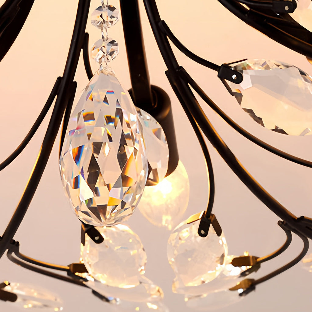 6-Head American Style Crystal Warm White 3000K Dual Mode Flush Mount