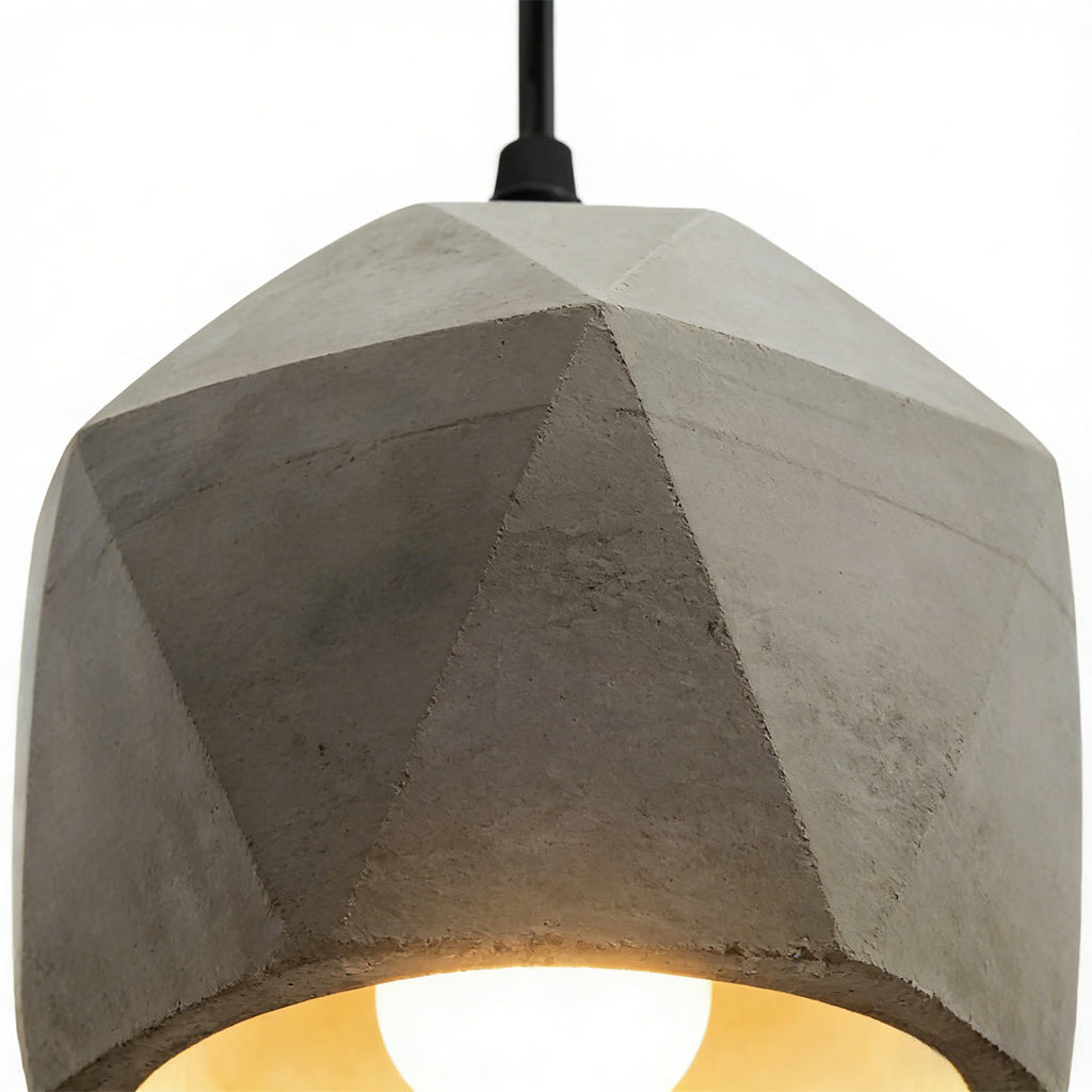 6-Sided Cement Industrial Kitchen Pendant Light — Minimalist Unique