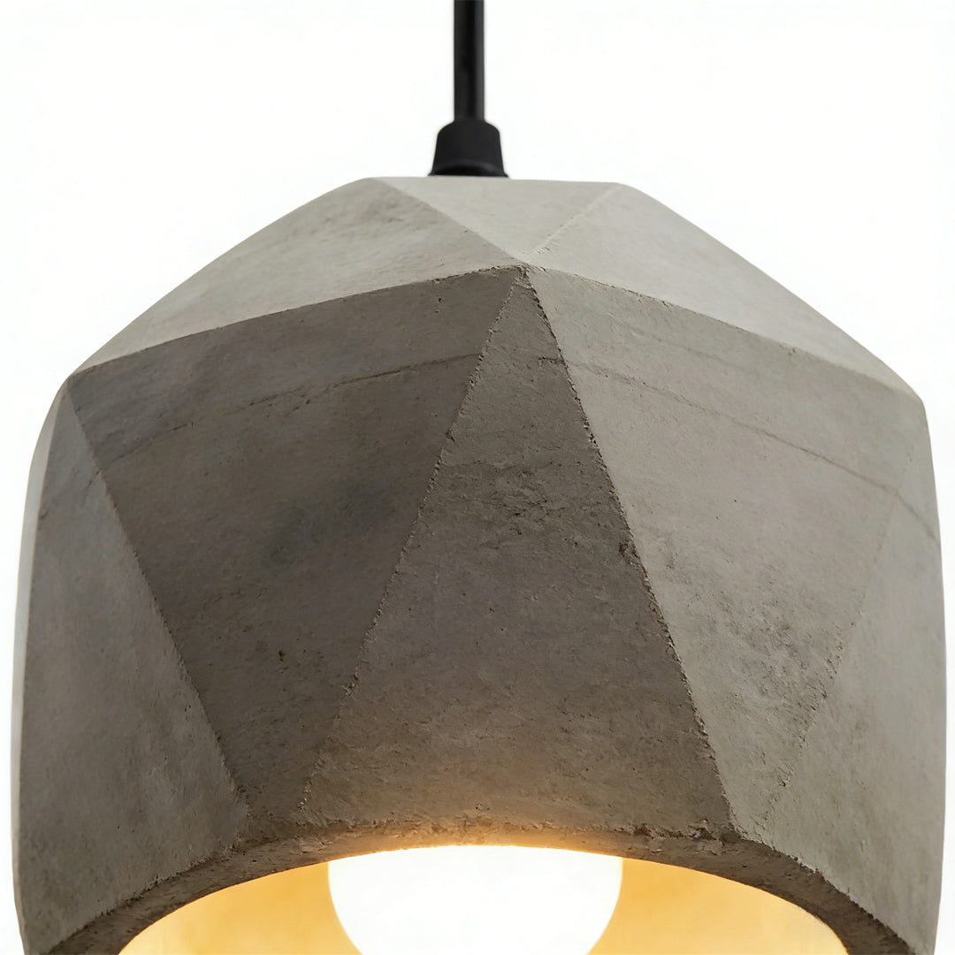 6-Sided Cement Industrial Kitchen Pendant Light — Minimalist Unique