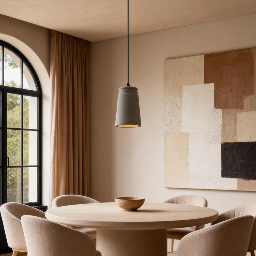 6-Sided Cement Industrial Kitchen Pendant Light — Minimalist Unique