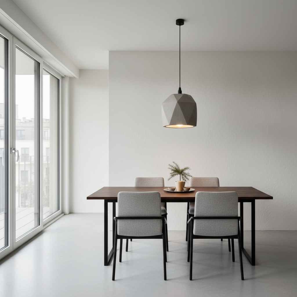 6-Sided Cement Industrial Kitchen Pendant Light — Minimalist Unique