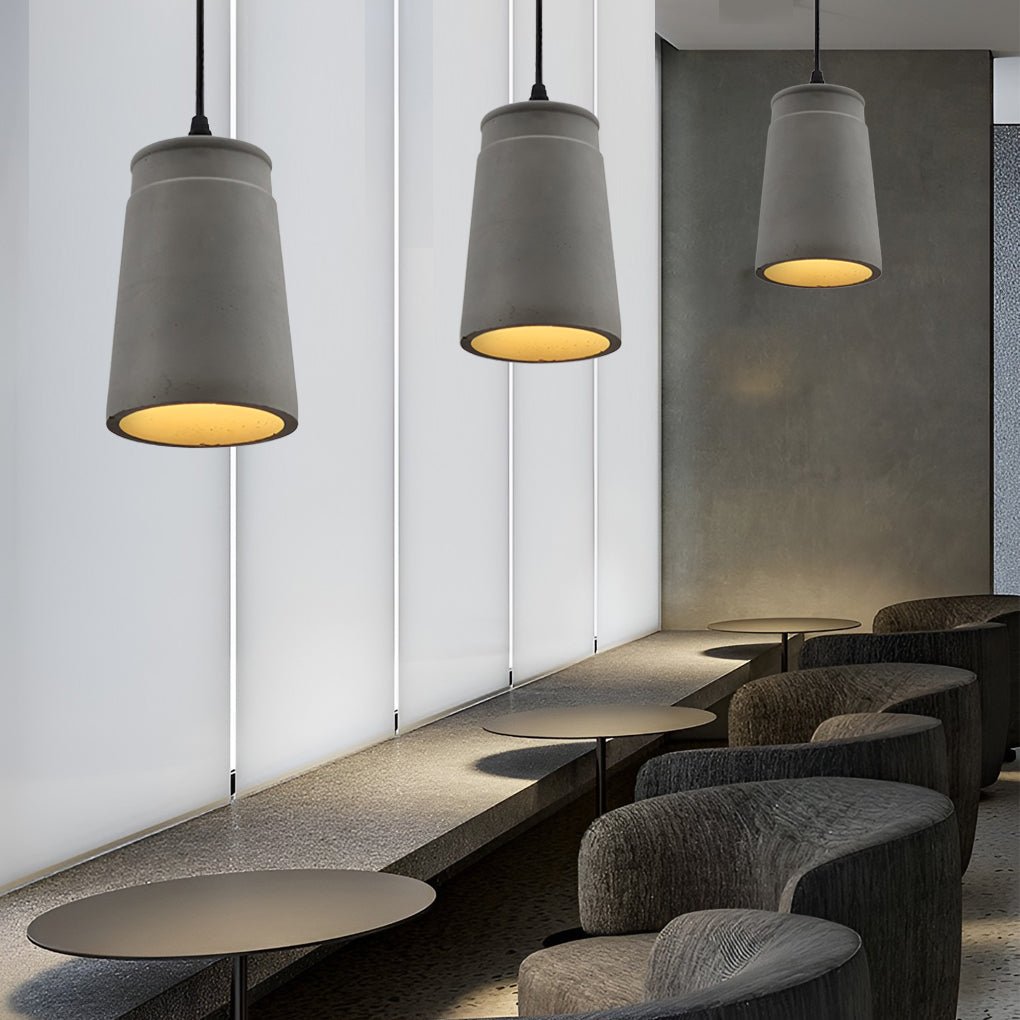 6-Sided Cement Industrial Kitchen Pendant Light — Minimalist Unique