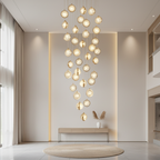 8-Light Crystal Staircase Chandelier — Adjustable Height Artistic LED