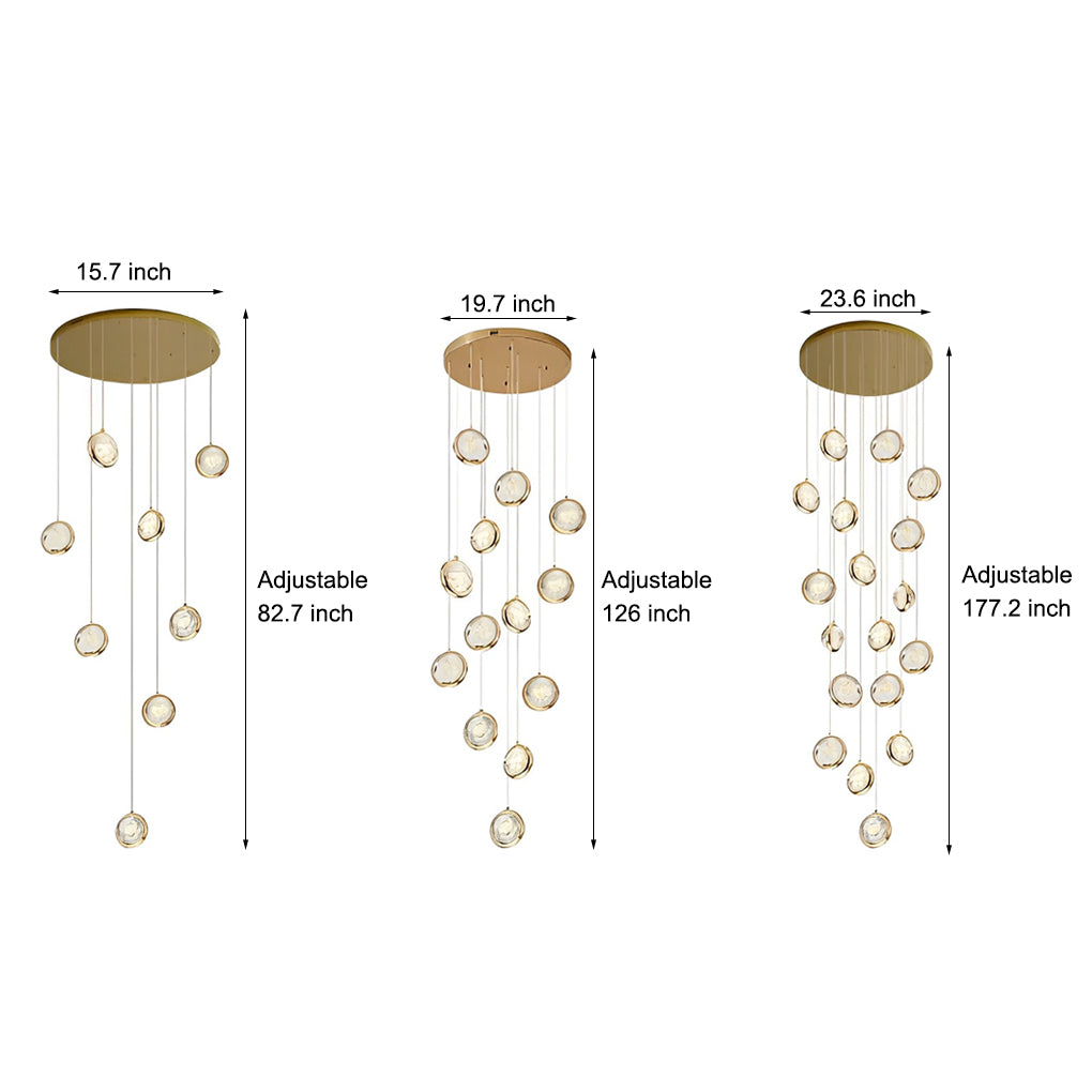 8-Light Crystal Staircase Chandelier — Adjustable Height Artistic LED