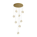 8-Light Crystal Staircase Chandelier — Adjustable Height Artistic LED
