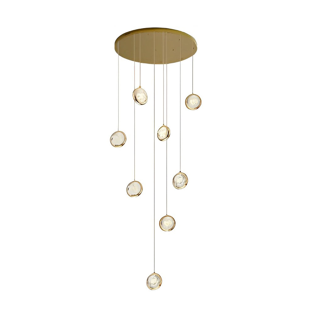 8-Light Crystal Staircase Chandelier — Adjustable Height Artistic LED