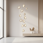 8-Light Crystal Staircase Chandelier — Adjustable Height Artistic LED