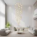 8-Light Crystal Staircase Chandelier — Adjustable Height Artistic LED