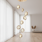 8-Light Crystal Staircase Chandelier — Adjustable Height Artistic LED
