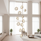 8-Light Crystal Staircase Chandelier — Adjustable Height Artistic LED