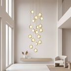 8-Light Crystal Staircase Chandelier — Adjustable Height Artistic LED