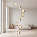 8-Light Crystal Staircase Chandelier — Adjustable Height Artistic LED
