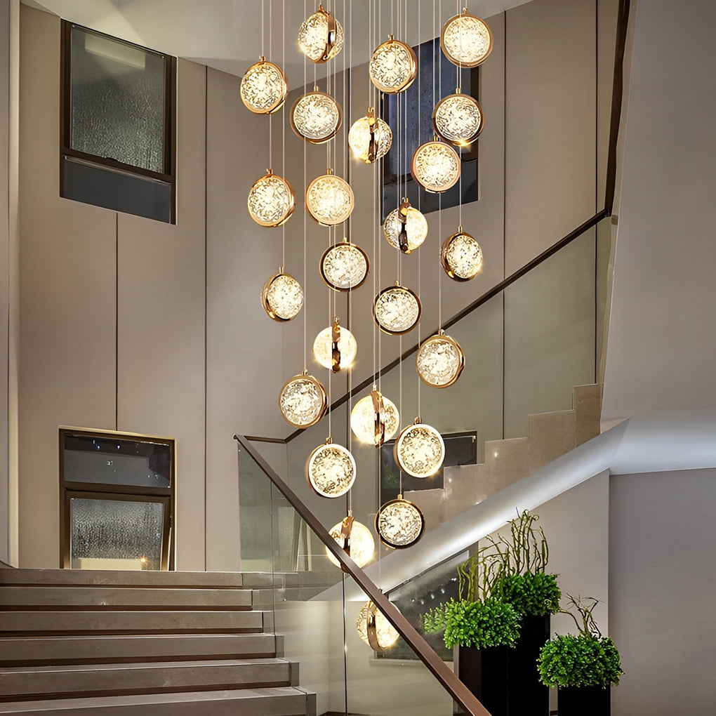 8-Light Crystal Staircase Chandelier — Adjustable Height Artistic LED