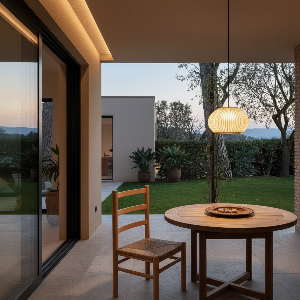 Natural Beige Rattan Outdoor Wall Pendant Light — IP55 Patio Ambient