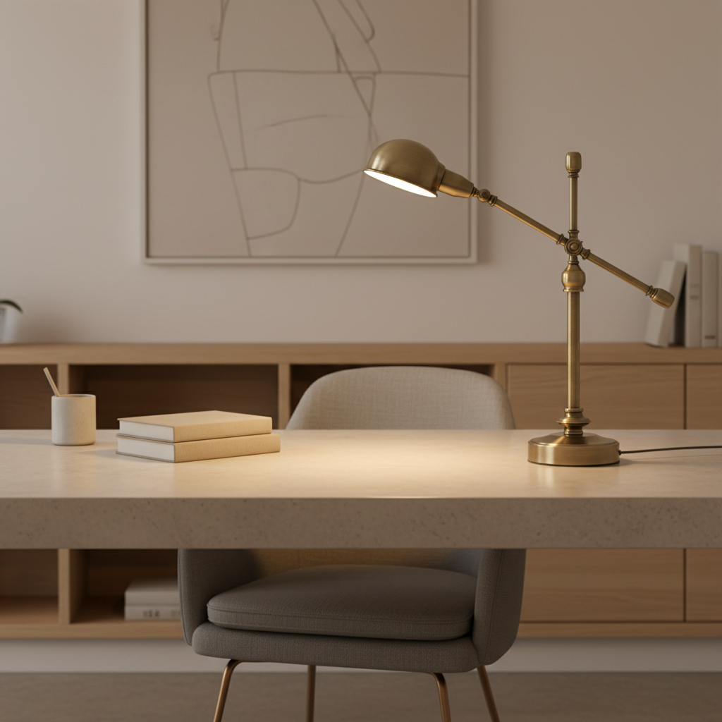 Adjustable Metallic Dome Flexible Arm Mid-Century Modern Desk Lamp