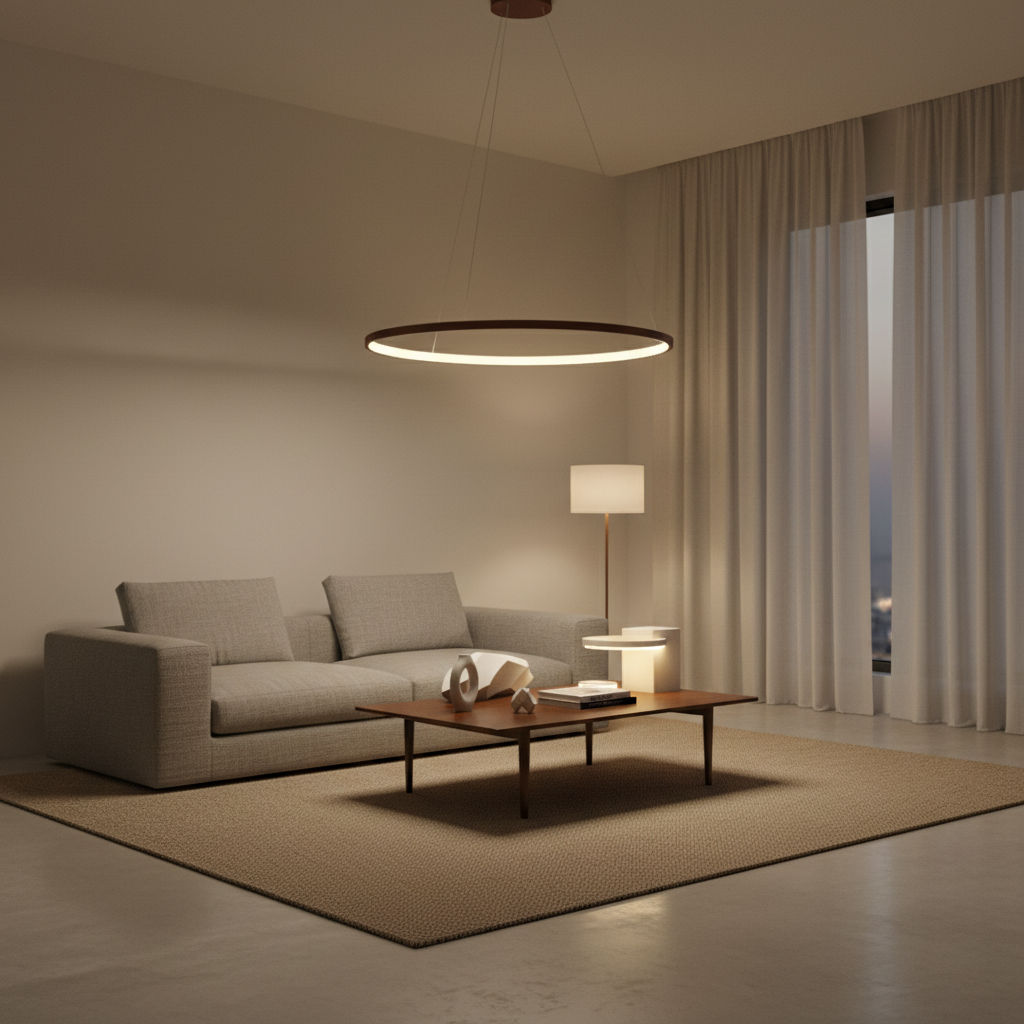 Aluminium Circle Ring Chandelier — Coffee Finish Dimmable G9 LED Modern