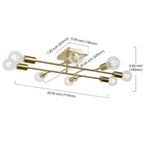 Antique Brass 8-Light Geometric Vintage Semi Flush Mount Ceiling Light