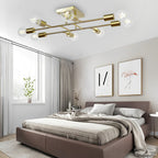 Antique Brass 8-Light Geometric Vintage Semi Flush Mount Ceiling Light
