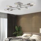 Antique Brass 8-Light Geometric Vintage Semi Flush Mount Ceiling Light