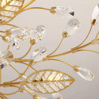 Antique Brass Crystal Branch Semi-Flush Mount Chandelier — K9 LED