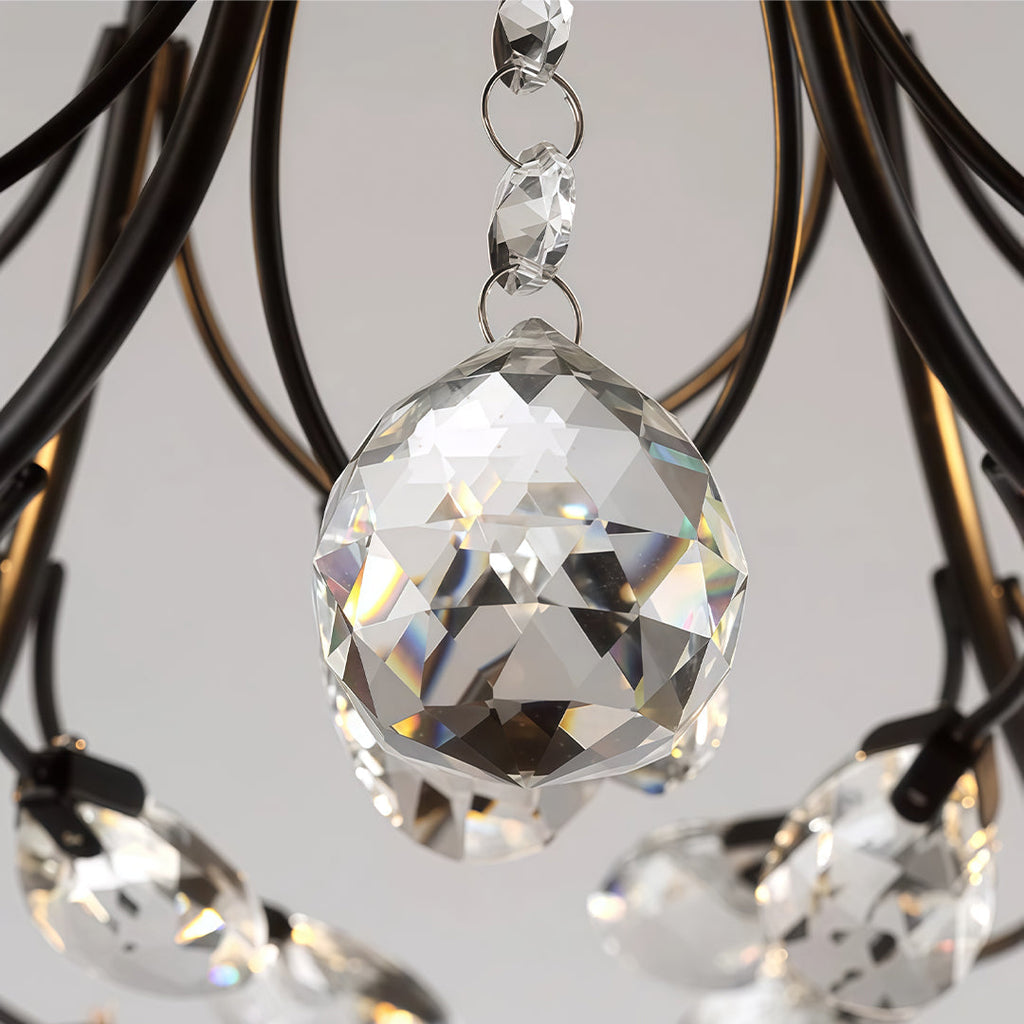 Antique Brass Crystal Branch Semi-Flush Mount Chandelier — K9 LED