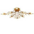 Antique Brass Crystal Branch Semi-Flush Mount Chandelier — K9 LED