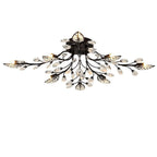Antique Brass Crystal Branch Semi-Flush Mount Chandelier — K9 LED