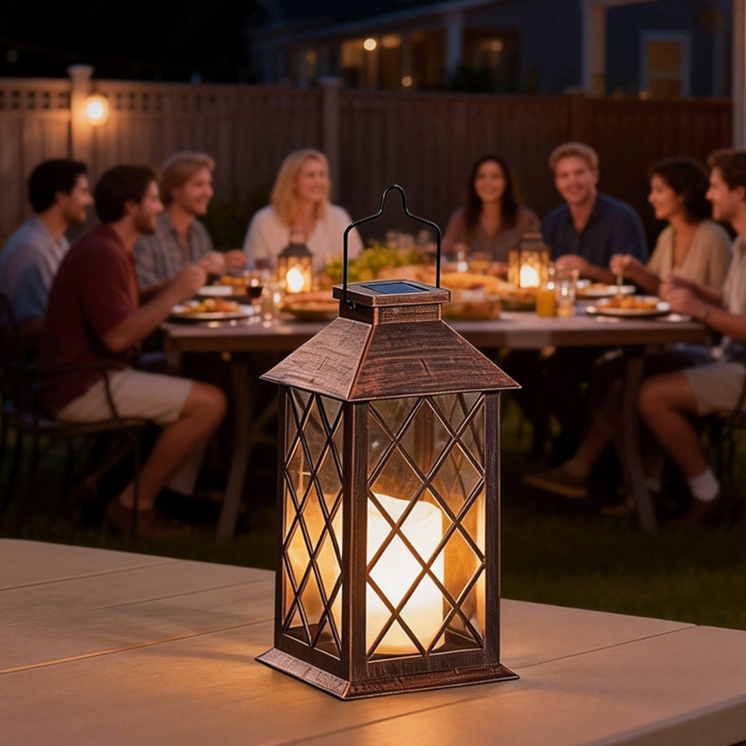 Antique Bronze Solar Hanging Garden Lantern — Warm White Eco Friendly