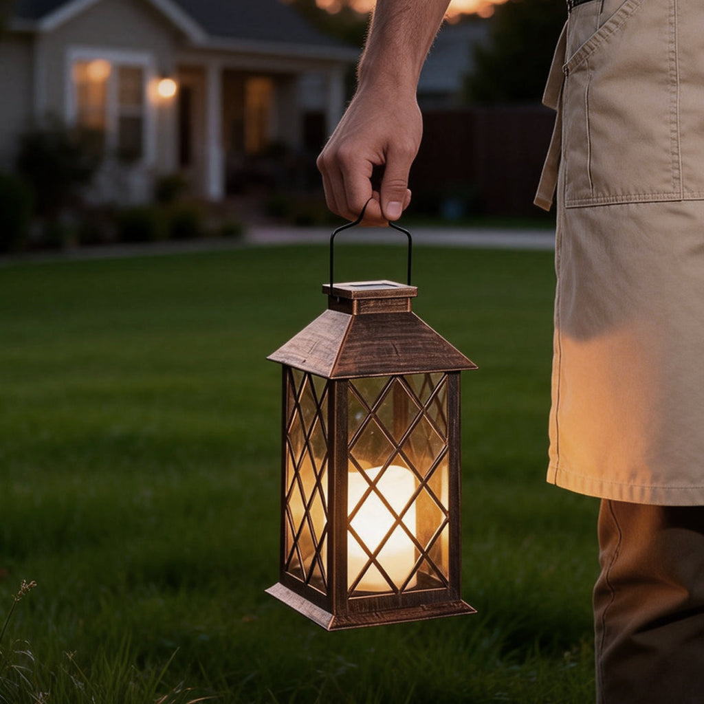 Antique Bronze Solar Hanging Garden Lantern — Warm White Eco Friendly