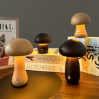 MushroomGlow | Charming Natural Wood Battery Operated Table Lamp 1