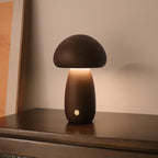 MushroomGlow | Charming Natural Wood Battery Operated Table Lamp 3