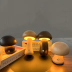 MushroomGlow | Charming Natural Wood Battery Operated Table Lamp 5