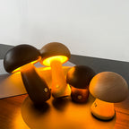 MushroomGlow | Charming Natural Wood Battery Operated Table Lamp 6