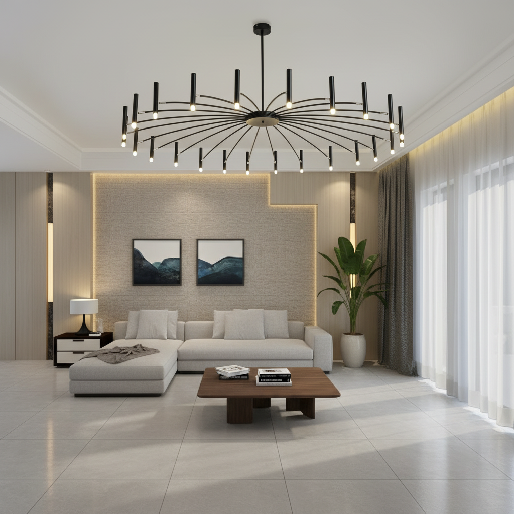Black 12-Light Adjustable G9 LED Chandelier — Dimmable Minimalist Modern