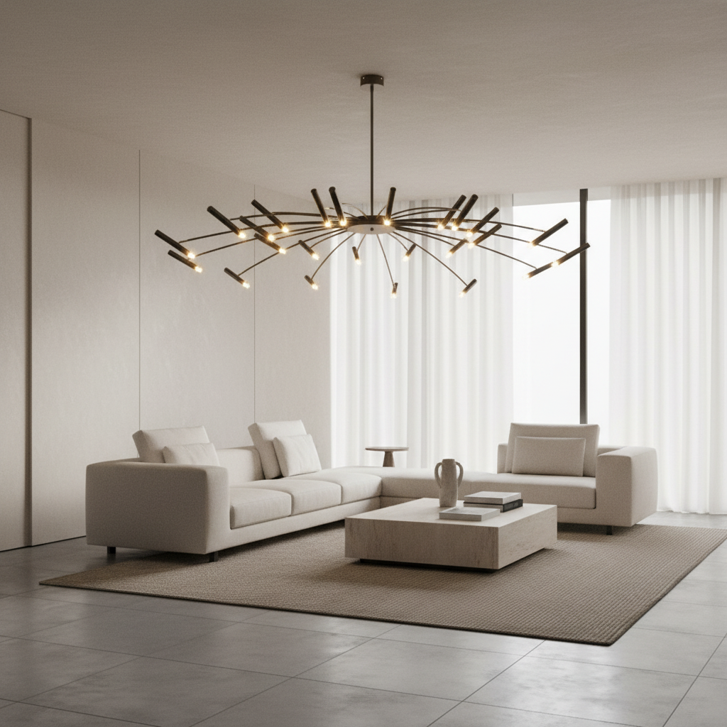 Black 12-Light Adjustable G9 LED Chandelier — Dimmable Minimalist Modern
