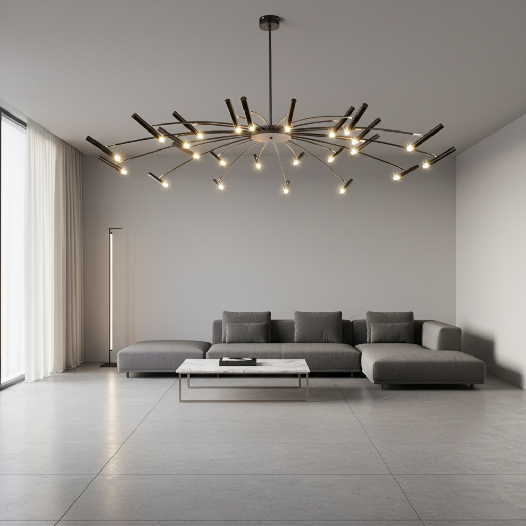 Black 12-Light Adjustable G9 LED Chandelier — Dimmable Minimalist Modern